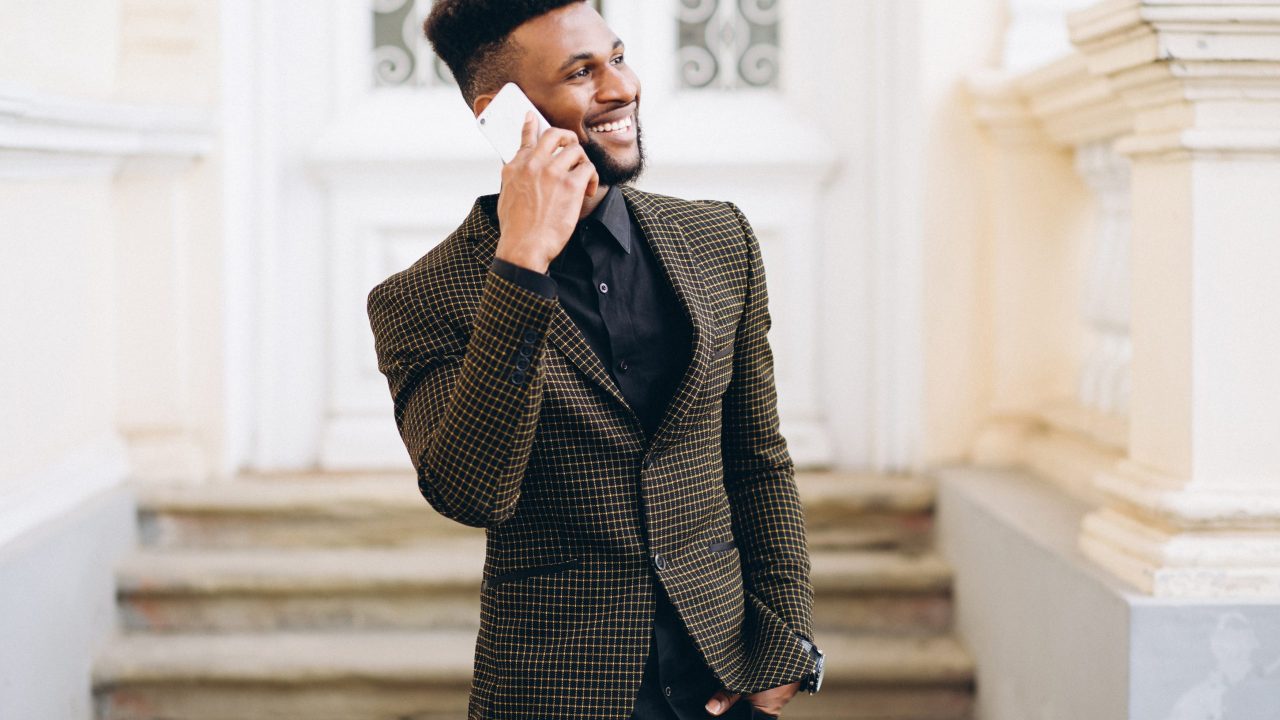African american business man talking on the phone